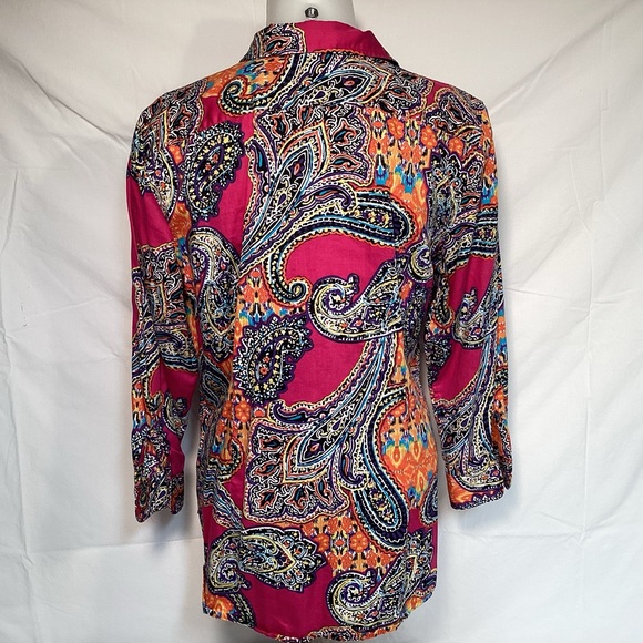 Lauren Ralph Lauren Fuchsia Paisley Button-Down Shirt Women’s Size Large - Picture 3 of 11